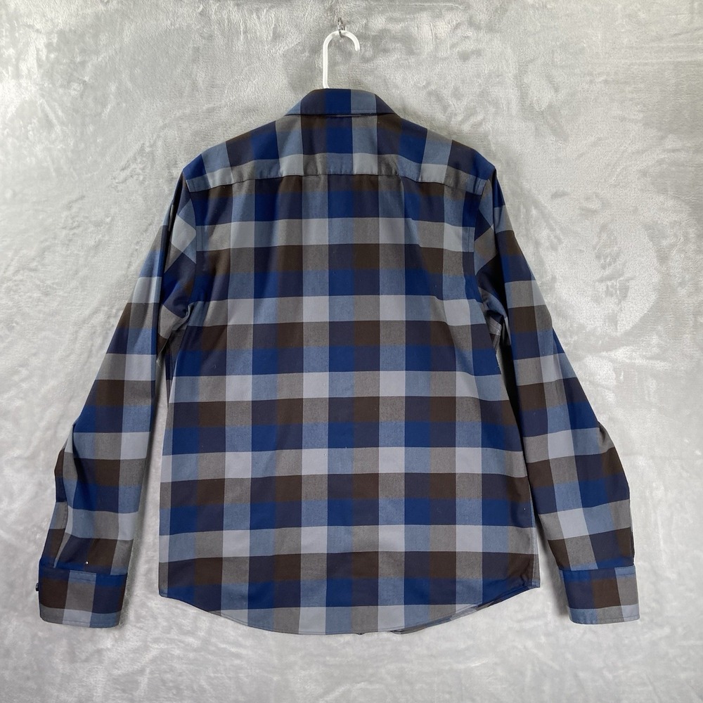 UNTUCKit Shirt men's Large Button Up Flannel Lightweight Slim Fit Blue Plaid - Picture 13 of 13